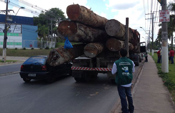 Caminhão com madeiras autuado pelo Ipaam/Foto: Divulgação