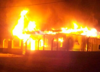 Sede da Funai incendiada, em Humaitá/Foto: Divulgação