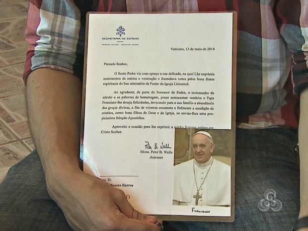 Papa responde cartya de jovem acreano