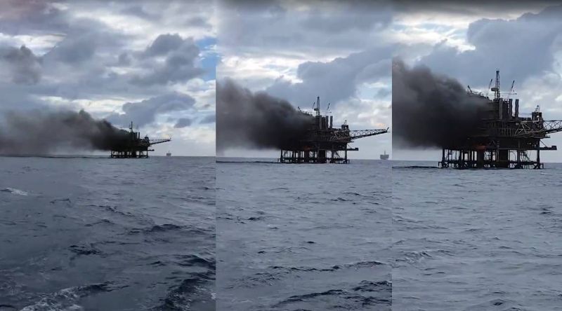 Plataforma na bacia de Campos dos Goytacazes pega fogo