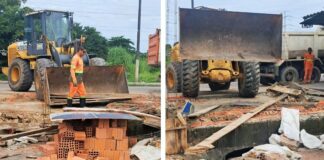 Construção irregular em logradouro público é demolida no São José