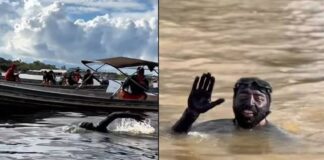 Triatleta colombiano chega a Coari após seis meses nadando pela Amazônia