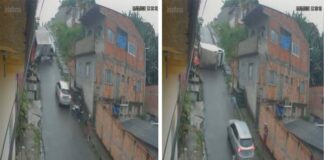 Caminhão carregado de cebolas tomba em ladeira no bairro Mundo Novo