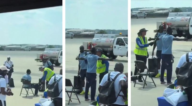 Seleção do Senegal é revistada ainda na pista do aeroporto - Reprodução_X_@ProsMarocains