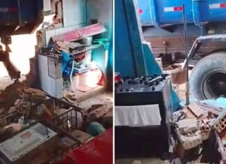 Caçamba da limpeza invade casa e deixa moradora ferida no Amazonas