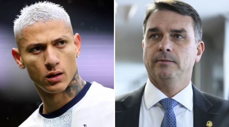 Jogador Richarlison e Flávio Bolsonaro
