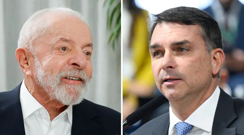 Luiz Inácio Lula da Silva (PT) e Flávio Bolsonaro (PL) - Fotomontagem_Reprodução