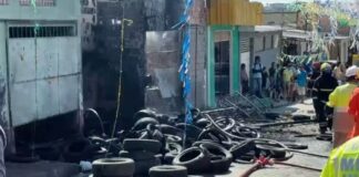Incêndio destrói borracharia e atinge casas no Parque das Nações