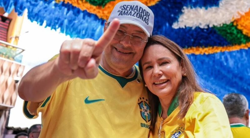 Eduardo Braga e esposa
