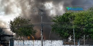 Fogo destrói área de vegetação dentro de ferro-velho no bairro Armando Mendes