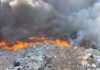 Incêndio em área de lixo no Distrito Industrial 2 dura mais de 18 horas e espalha fumaça